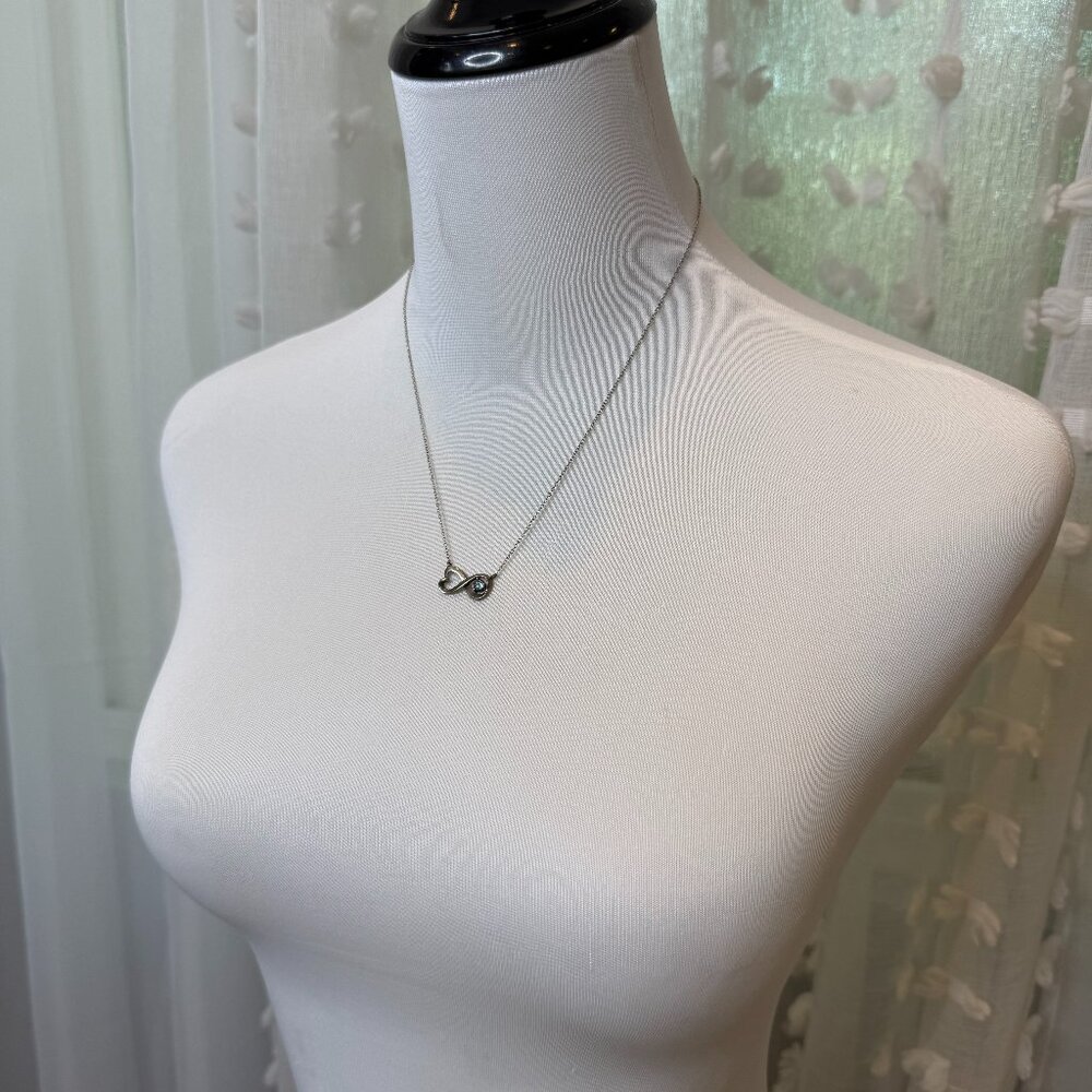 Silver & Blue Stone Infinity Heart Necklace